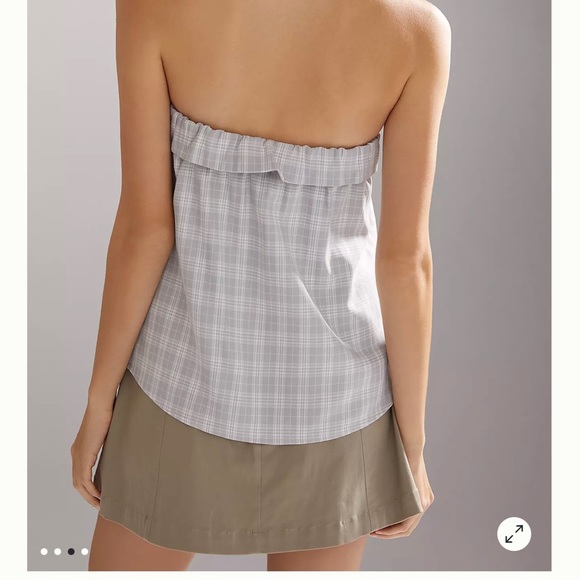 Anthropologie Strapless Front Tie Plaid Buttondown - Picture 13 of 13